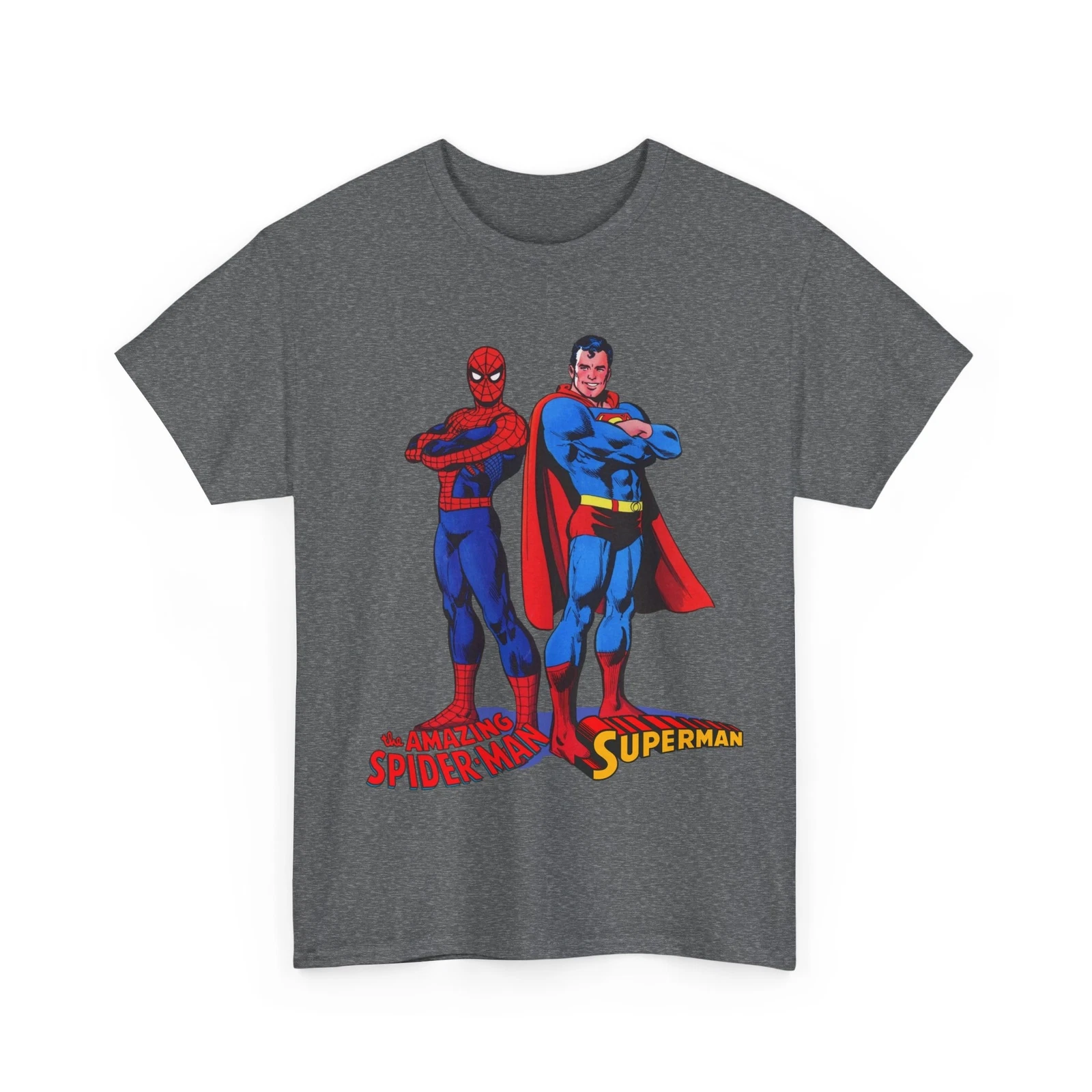 Amazing Spider-man, Superman T-Shirt - 1970s D.C Comics & Marvel Team-Up