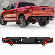 Pickup Step Rear Bumper With Sensor Holes & Paintable Armor For 2014-2021 Tundra