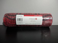 NEW SEALED Deco Mesh Christmas Red Black Buffalo Plaid Woven Poly 9.5  W X 18Ft