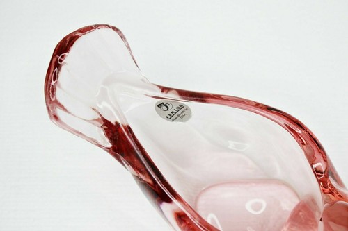 Vintage Fenton Pink Clear Glass Dove Bird Trinket Holder Marked & Foil Sticker - Picture 8 of 12