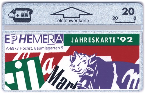 Telefonwertkarte Österreich "EPHEMERA Jahreskarte 1992"