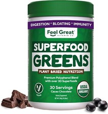 Organic Superfood Greens Powder - Cocoa Chocolate  Super Greens Fruit 