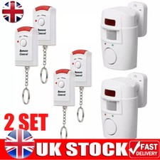 SENSOR MOTION PIR WIRELESS ALARM WITH 4 REMOTE CONTROLS SHED GARAGE HOME CARAVAN