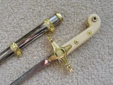 S0055 MINI US USMC MARINES CORPS OFFICER MAMELUKE TATTOO SWORD LETTER OPENER 12"