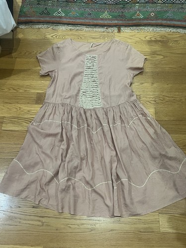 Magnolia Pearl- HAND SEWN COTTON / SILK DRESS with Lace Applique