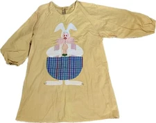 Apron Long-Sleeved Bunny Patch | Kitchen Acce Cotton Gown -Yellow | Front Pocket