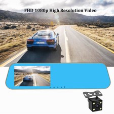 Espejo retrovisor de doble lente cámara de respaldo DVR grabadora de video cámara de tablero 1080P para automóvil