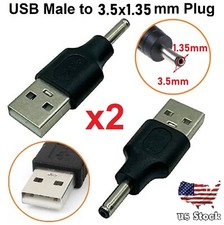2x USB 2.0 A Male To 3.5x1.35mm Male Plug 5V DC Power Supply Adapter Connector