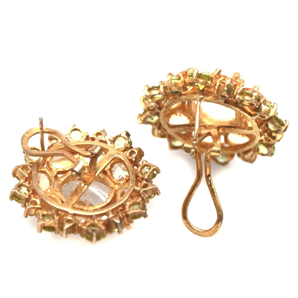 925 Sterlingsilber 10 x 14 Mm. Weiß Topas, Citrin & Peridot Ohrringe - Bild 3 von 4