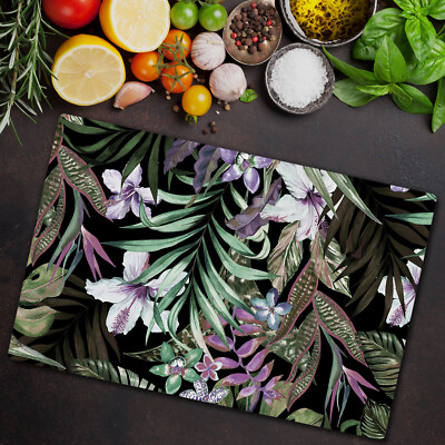 Glas Schneidebrett Herdabdeckplatten Schneideplatten 80x52 Exotische Blumen