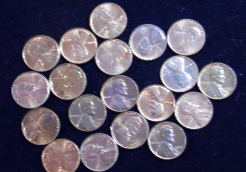 1959 - 1974 Lincoln Memorial Penny UNC - 20-coin lot