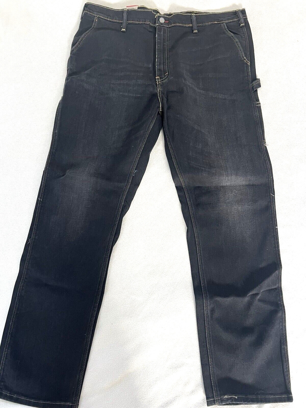 🔥LEVI'S 513 SLIM STRAIGHT CARPENTERS PANTS BLACK JEANS MEN'S 42x34 / RARE NWT image 2