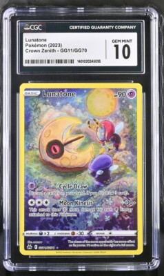 CGC Gem Mint 10 Lunatone GG11/GG70 Pokémon Crown Zenith Galarian