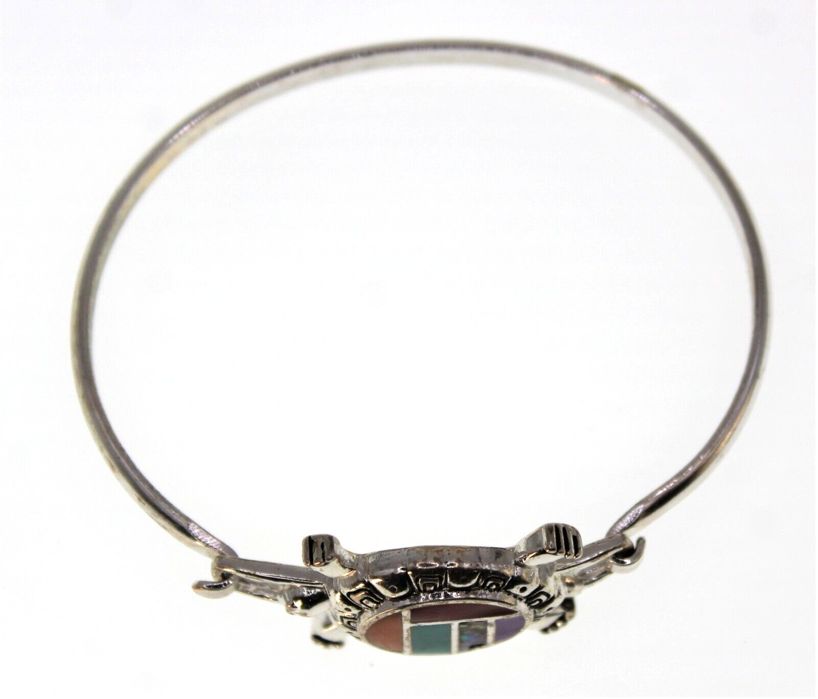 Silver Tone Turtle bangle bracelet Multi-Colored … - image 3
