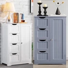 Bathroom Freestanding Floor Cabinet Storage Draws Cupboard Wood Organizer White