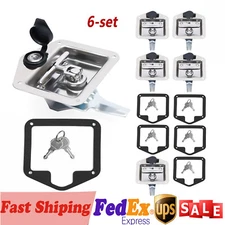 Set of 6 Folding T-handle Tool Box Lock RV Door Latch w/ 12 Keys Stainless Steel