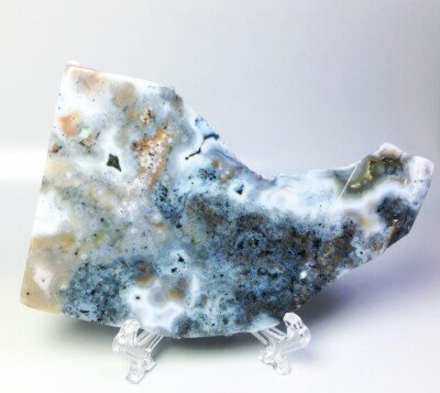 Natural Polished Ocean Jasper Agate Quartz Crystal Slice Stone Reiki /Stand