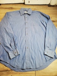 Vintage French Blue Yves Saint Laurent Mens Button Up Size 16 5 Ebay