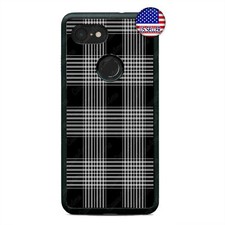 Google Pixel 3 3XL 2XL Plaid Pattern Retro Design Black White Custom Case Cover