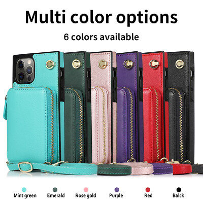 Crossbody Large Card Holder Wallet Phone Case for iPhone 14 15 Pro & Samsung S23
