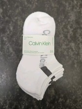 Calvin Klein Boys Socks 6 Pair White Half Cushion Small 4-7 Shoe 10-13