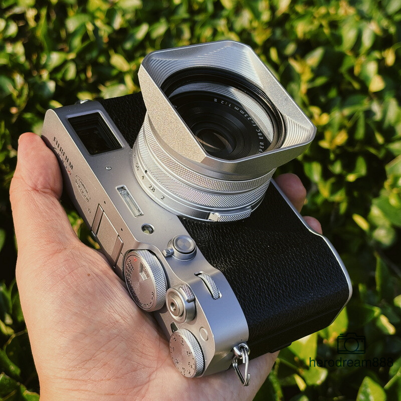 Silver Black New Metal Lens Hood with Cap For Fujifilm X100VI
