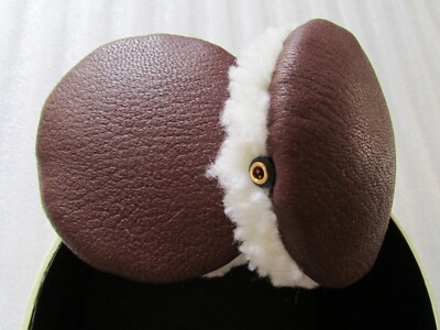 UGG Wired Earmuffs Tech Curly Shearling Cordovan Leather New