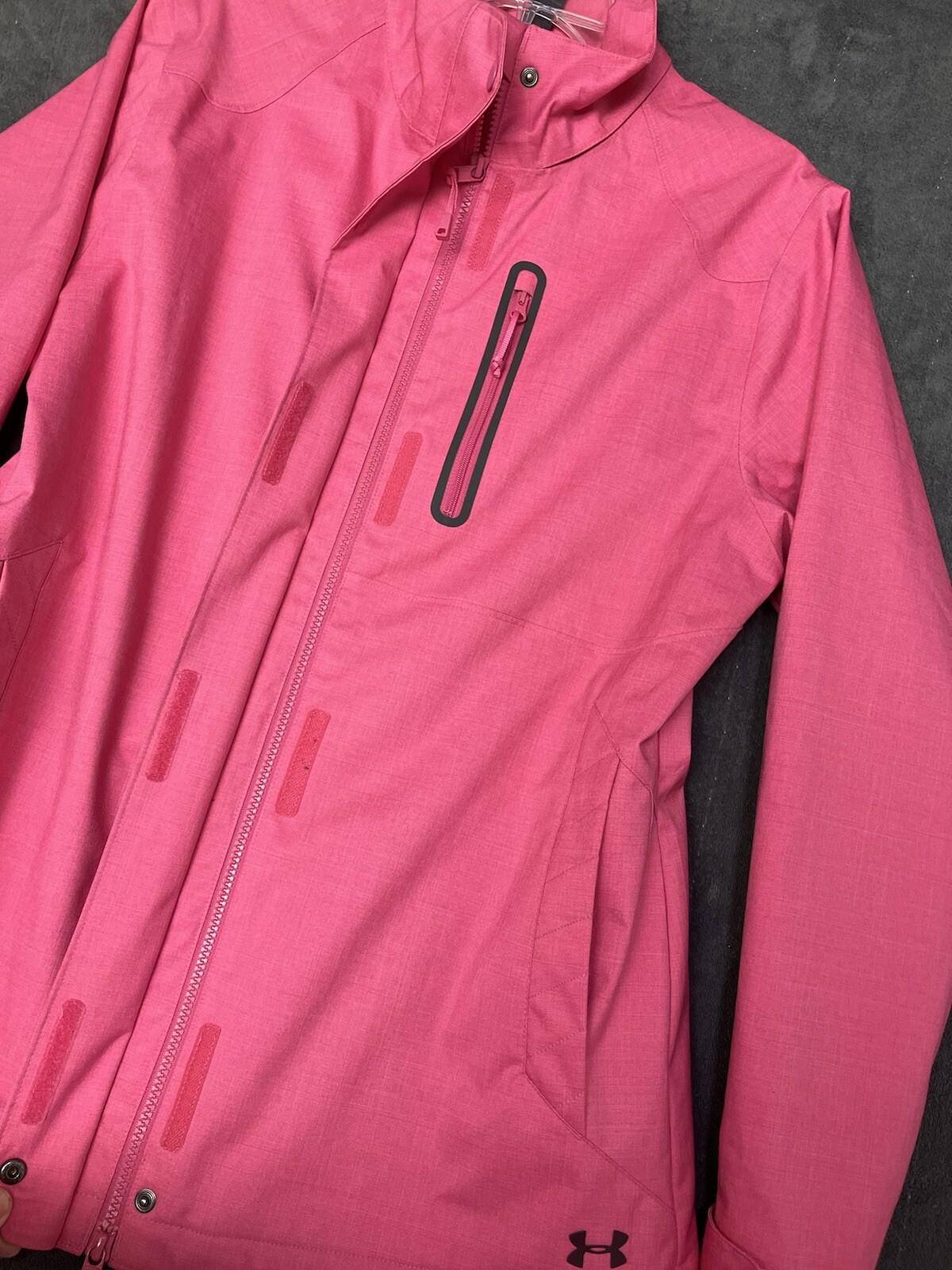 Under Armour Jacket Women’s Large Pink Full Zip Lined Rain Windbreaker Coat thumbnail 6