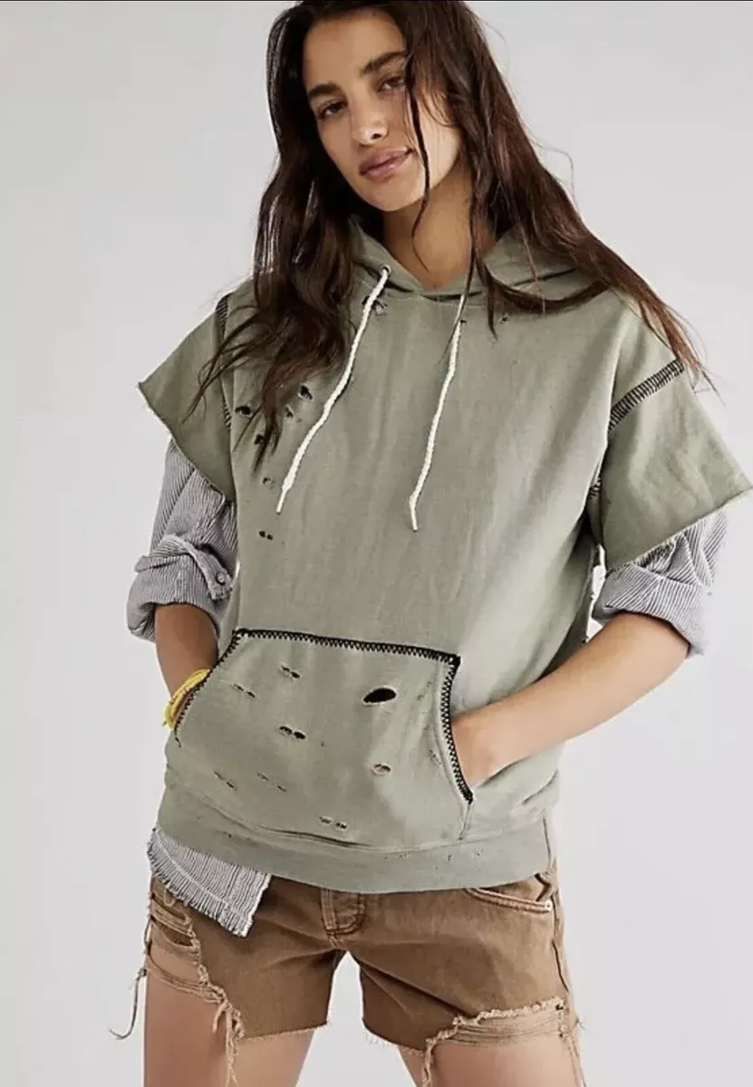 Green short sleeve hoodie cheap