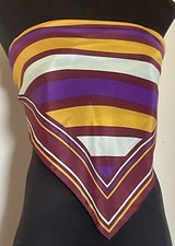 Vintage Anne Klein Fall Pallette Striped Square Scarf A3 