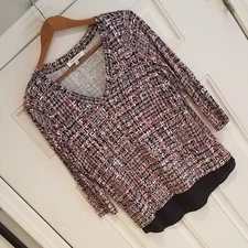 ROSE & OLIVE Womens Print 3/4 Sleeve Stretch Knit Top Medium Geometric  DD-16