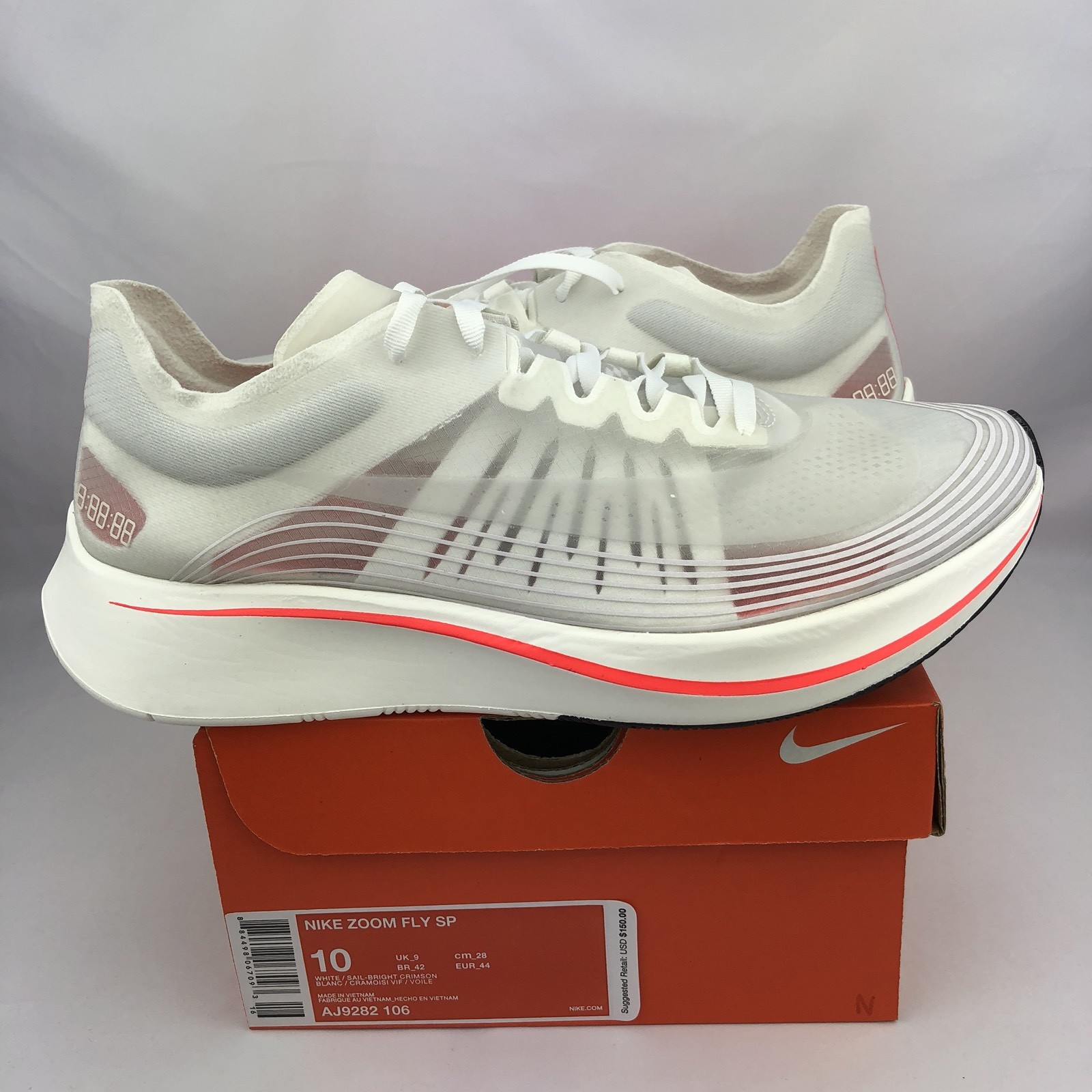 Nike Zoom Fly Sp Size 10 Mens Breaking 2 Crimson White Sail AJ9282-106 Bright Nike Zoom Fly Sp Size 10 Mens Breaking 2 Crimson White Sail AJ9282-106 Bright