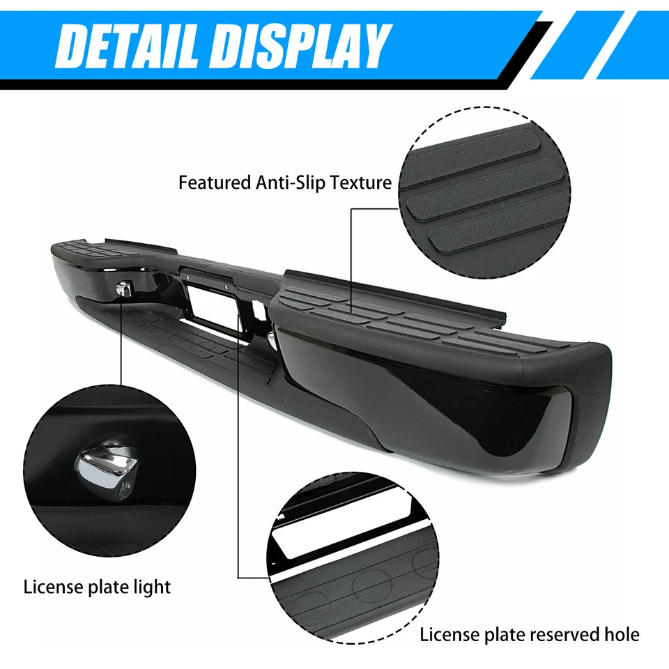 Nuevo conjunto de parachoques trasero negro apto para Chevy Silverado GMC Sierra 1500 1999-2007 Foto 2 de 4