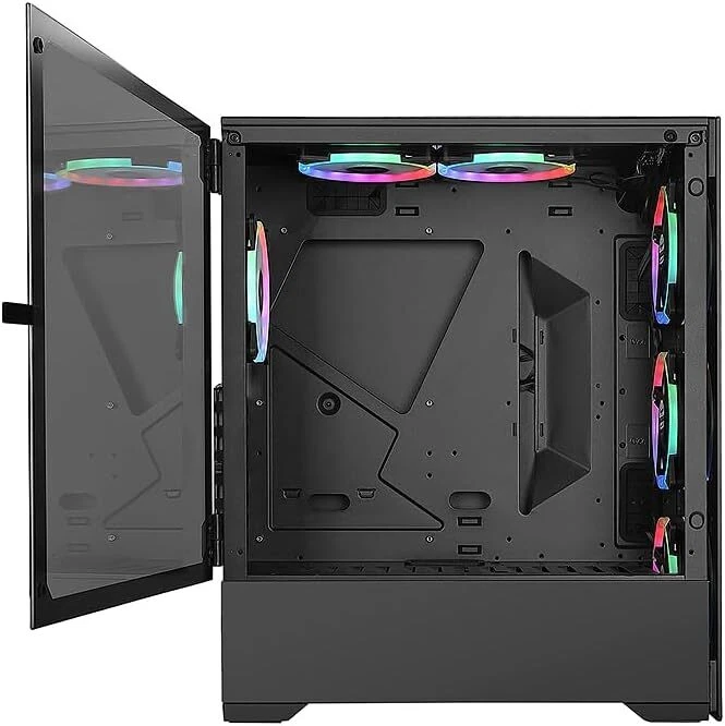 Voguish Black Mid Tower Atx Computer Chassis Tempered Glass Usb 3.0 Support - Image 3 of 4
