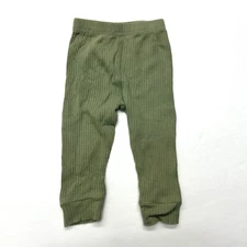 Quincy Mae Stretch Ribbed Leggings Pants Baby Girls 3-6 Mos Green Organic Cotton