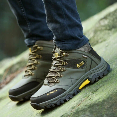 Herren Wasserdichte Knöchelstiefel Outdoor Leder Stiefel Wanderschuhe Stiefel - Bild 15 von 28