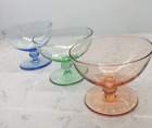 3 Vintage 60' Seafood Cocktail Glasses - Dessert Bowls multi colour  3.5 " VGC