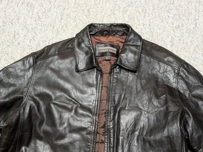 vintage 1990s leather jacket XL brown MOTORCYCLE stiff cowhide Y2K