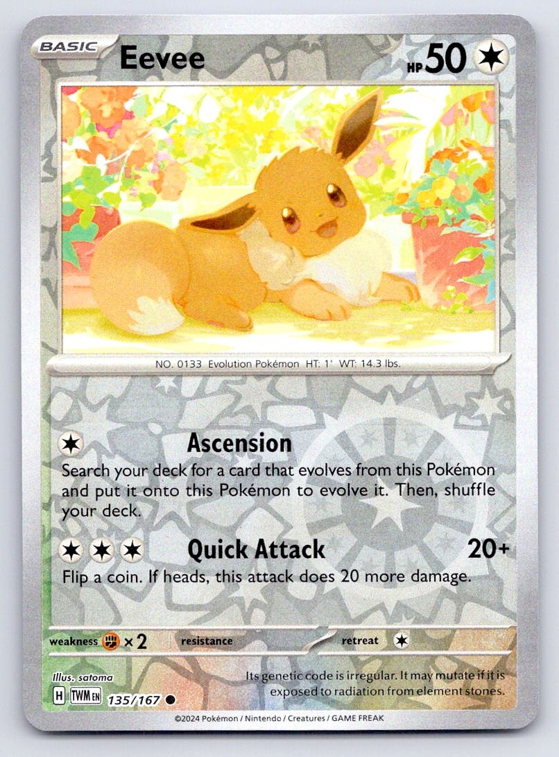 Pokemon Eevee Twilight Masquerade TWM REVERSE HOLO C 135/167 NM
