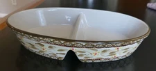 Temp-Tations Old World Brown Oval Divided Dish Excellent