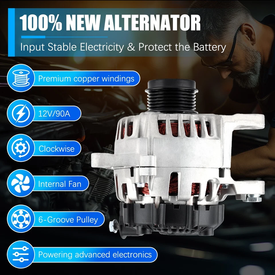 Alternator For 2014-2016 Kia Forte Soul 2014-2017 Hyundai Elantra GT 1.8L 2.0L Foto 4 de 4