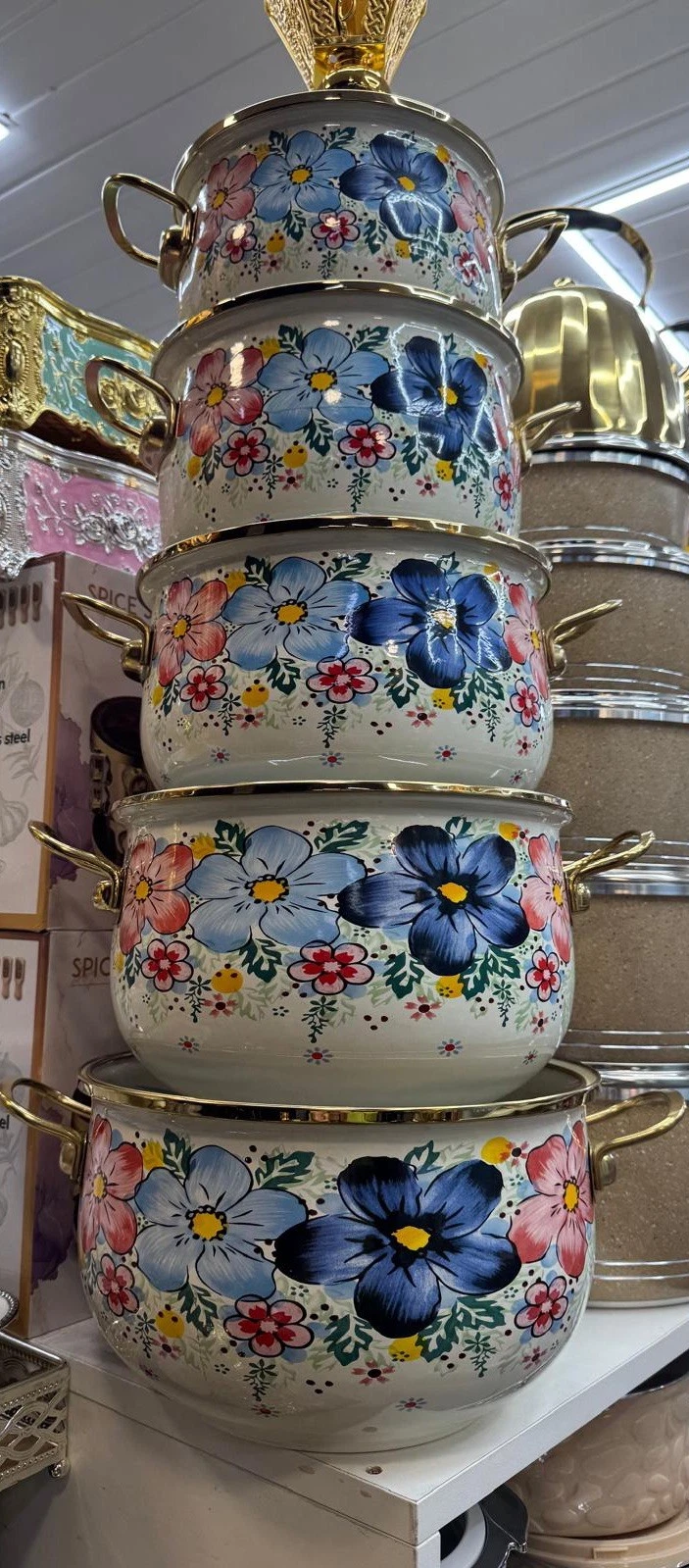 5pcs Enamelware Cooking Pot Enamel Stockpot with Glass Lid Floral Retro Gift Set
Opens in a new wind