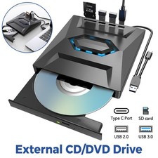 External CD DVD Drive for PC Laptop Windows 11 10 USB 3.0 Burner Reader Writer