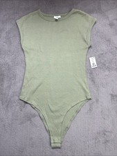 Women  s Ribbed Bodysuit NWT Brand DIP OLIVE GREEN
