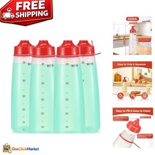 Wide Mouth Squeeze Bottles - Pack of 4 BPA-Free 550 mL for Chunky Sauces