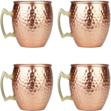 Moscow Mule Mugs set of 4,Aluminum Hammered Handcrafted Cups for Cocktail Dri...