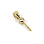 14K Yellow Gold Pearl Pendant Bail, White Diamond, Pearl Jewelry Connector #362