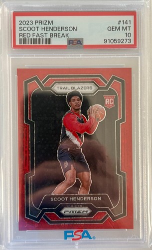 2023 PANINI PRIZM RED FAST BREAK #141 SCOOT HENDERSON 10/100 PSA 10
