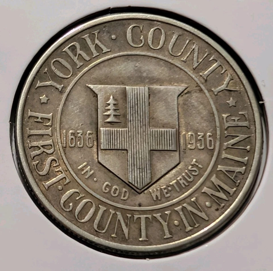 1936 York County Maine Commemorative Silver 1/2 Half Dollar  - Image 2 of 3