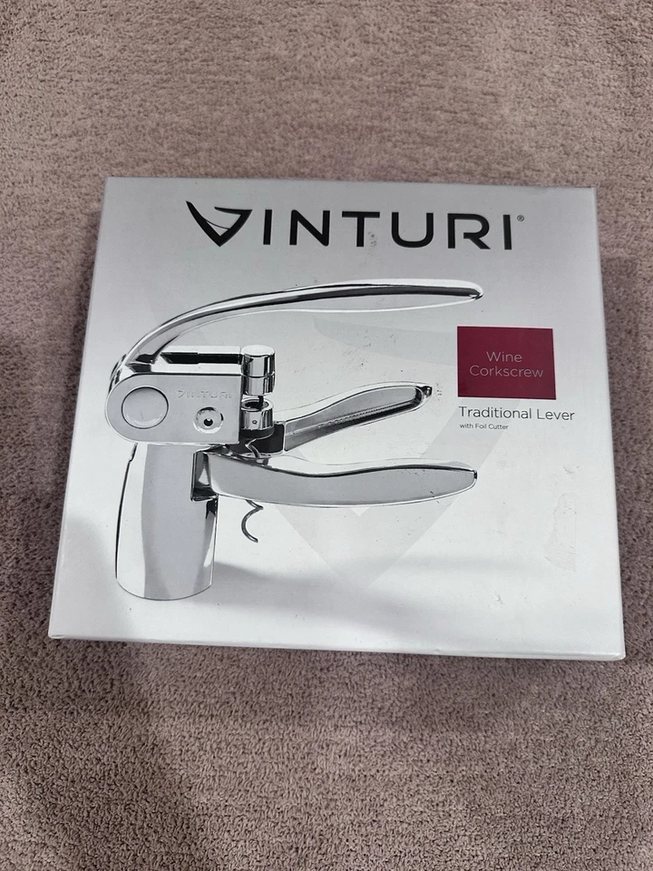 Традиционный рычажный винный штопор VINTURI с резаком фольги дополнительный штопор в коробке - Изображение 2 из 4
